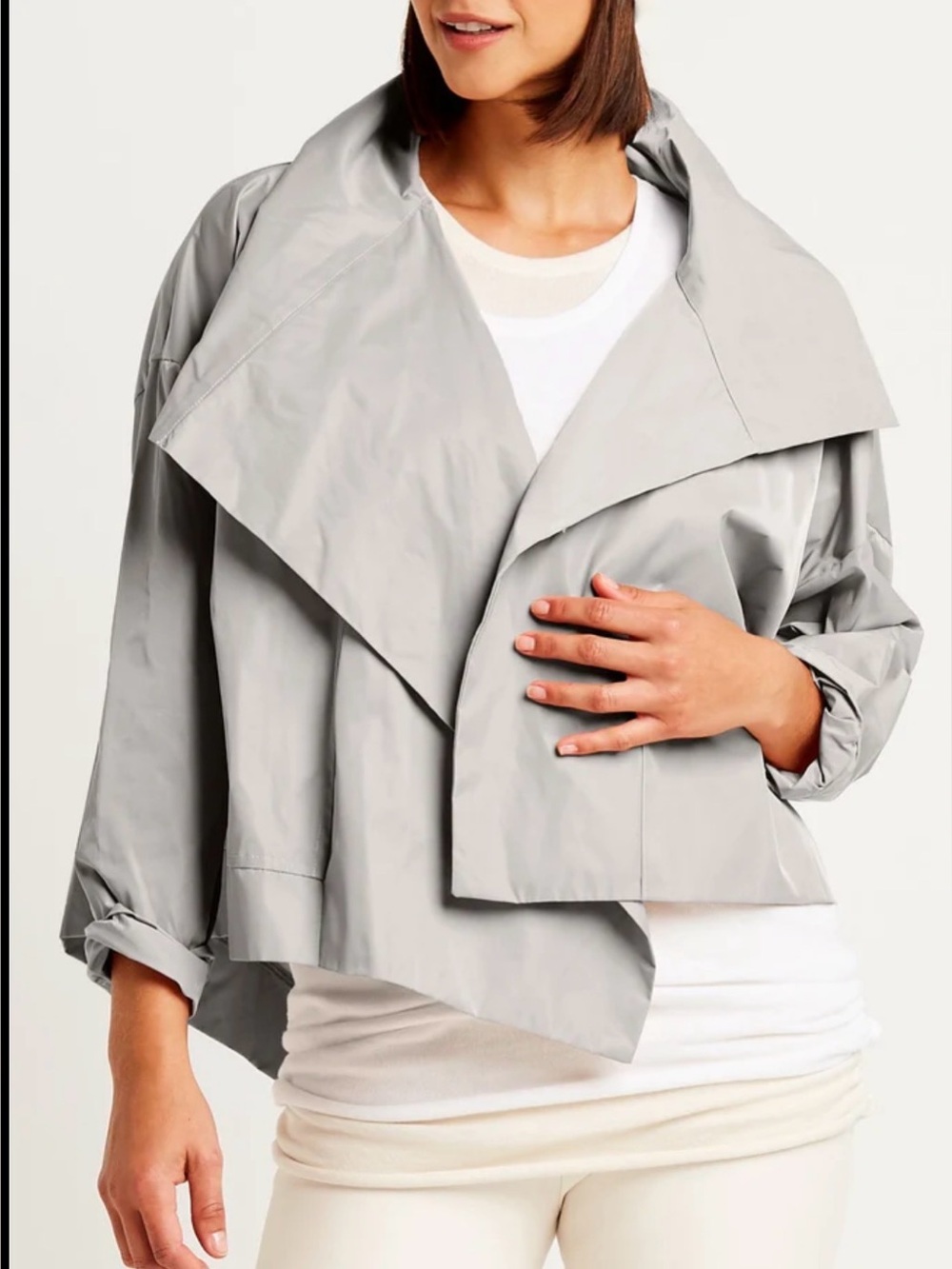Nylon Cropped Asymmetrical Jacket